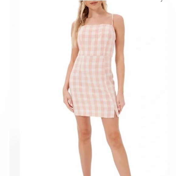 NEW BP Blush Pink Plaid Mini Dress Size Medium - Picture 1 of 6